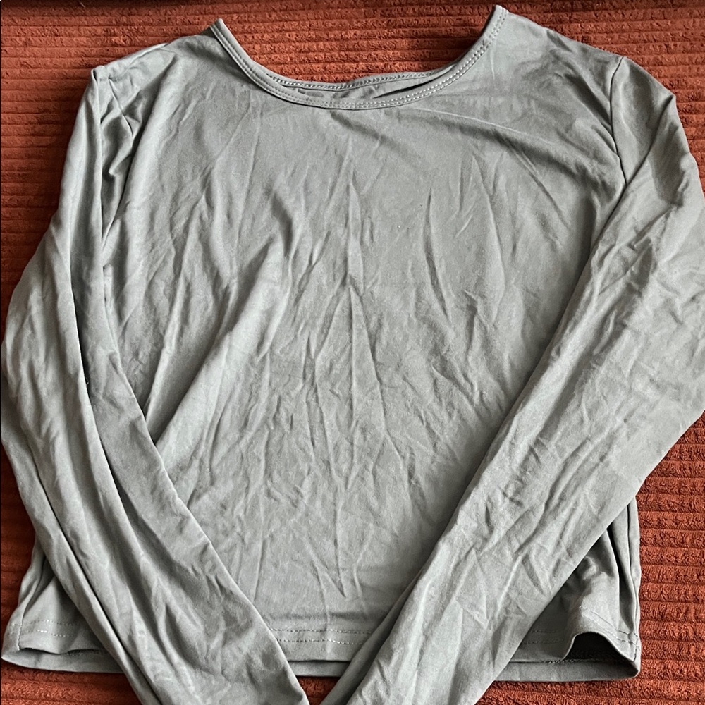 SHEIN Light Gray Long Sleeve Tee